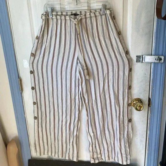 Spiaggia Dolce Lady S Decorative Buttonside Casual Beach Pull On Pants Wide Leg - Picture 16 of 16